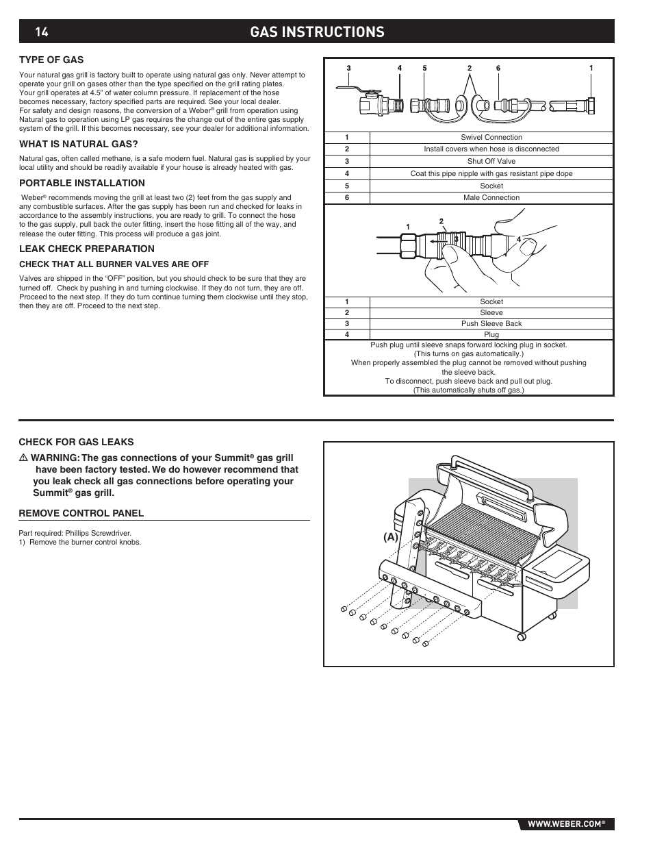 Gas instructions | weber 89374 User Manual | Page 14 / 88
