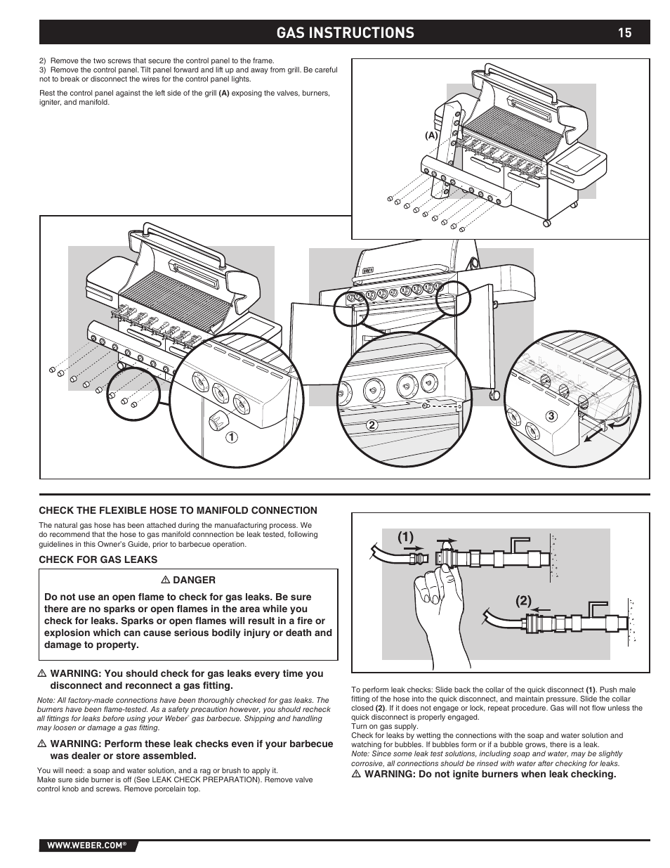 Gas instructions | weber 89374 User Manual | Page 15 / 88