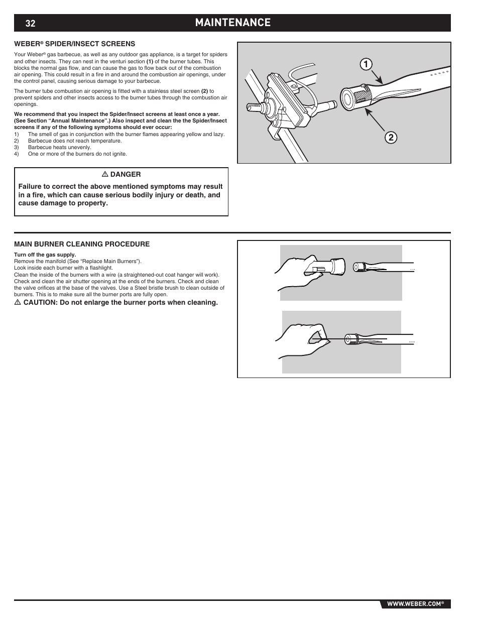 Maintenance | weber 89374 User Manual | Page 32 / 88