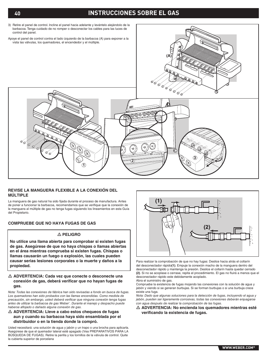 Instrucciones sobre el gas | weber 89374 User Manual | Page 40 / 88