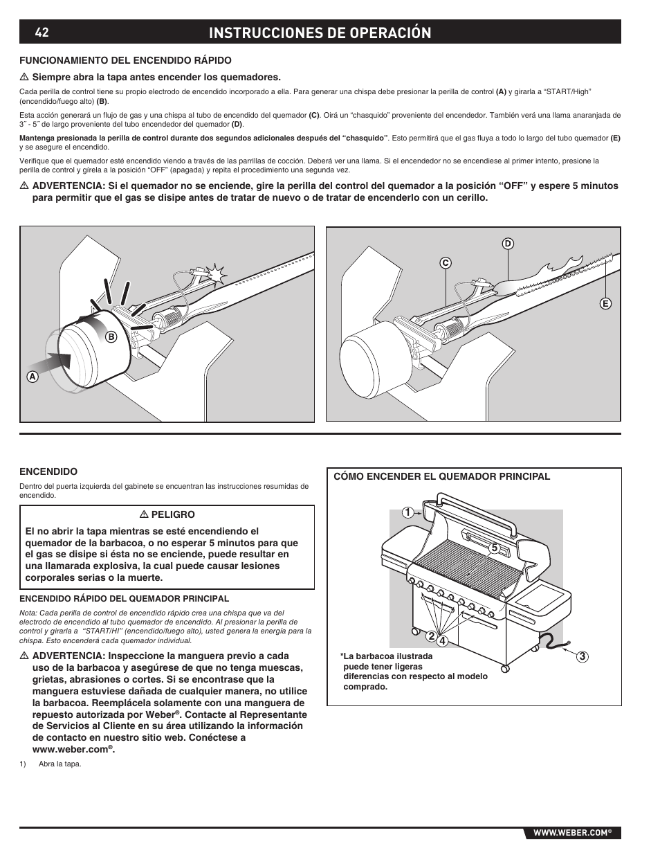 Instrucciones de operación | weber 89374 User Manual | Page 42 / 88