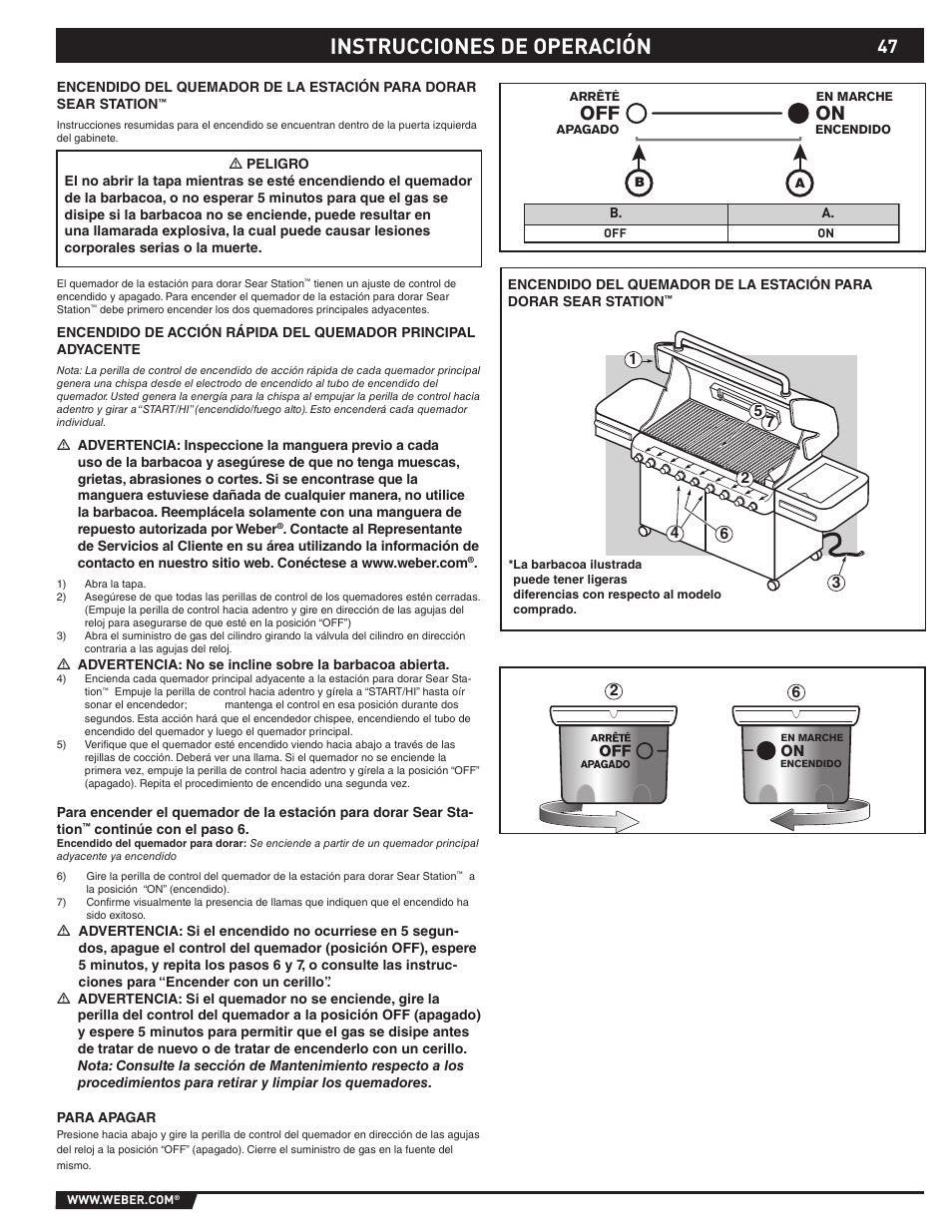 Instrucciones de operación | weber 89374 User Manual | Page 47 / 88