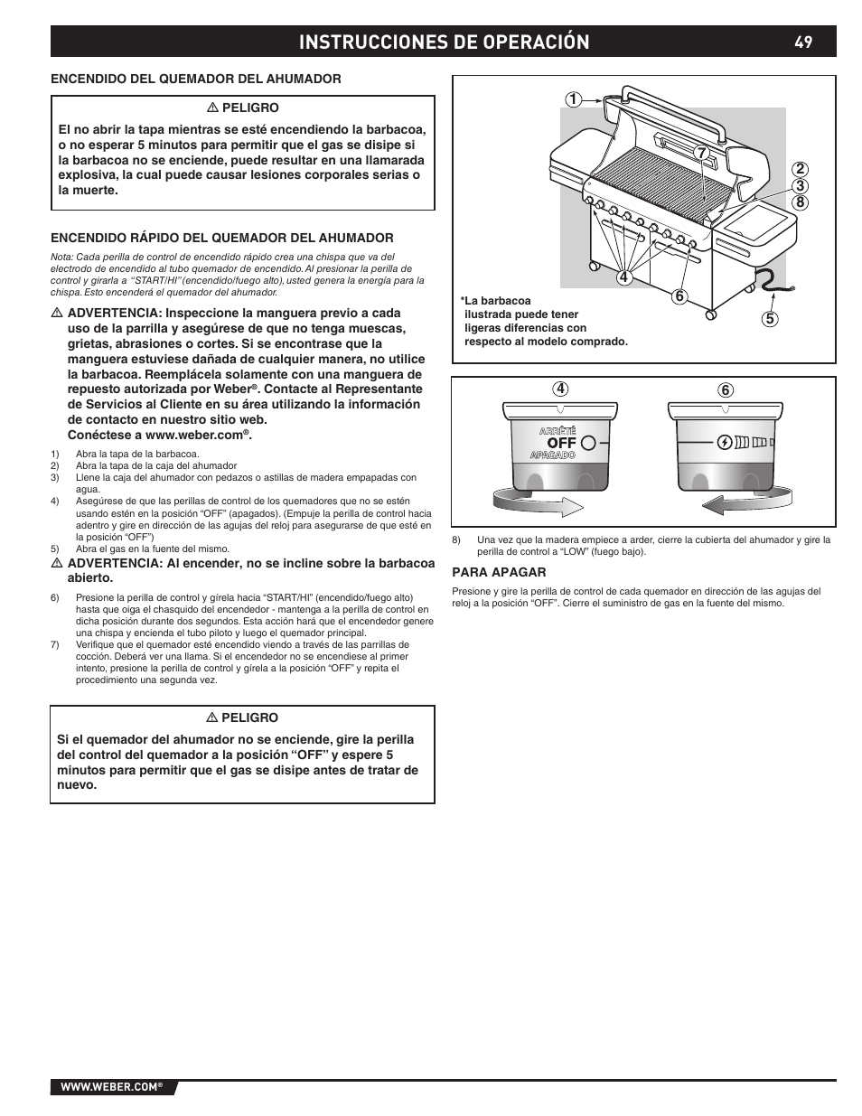 Instrucciones de operación | weber 89374 User Manual | Page 49 / 88