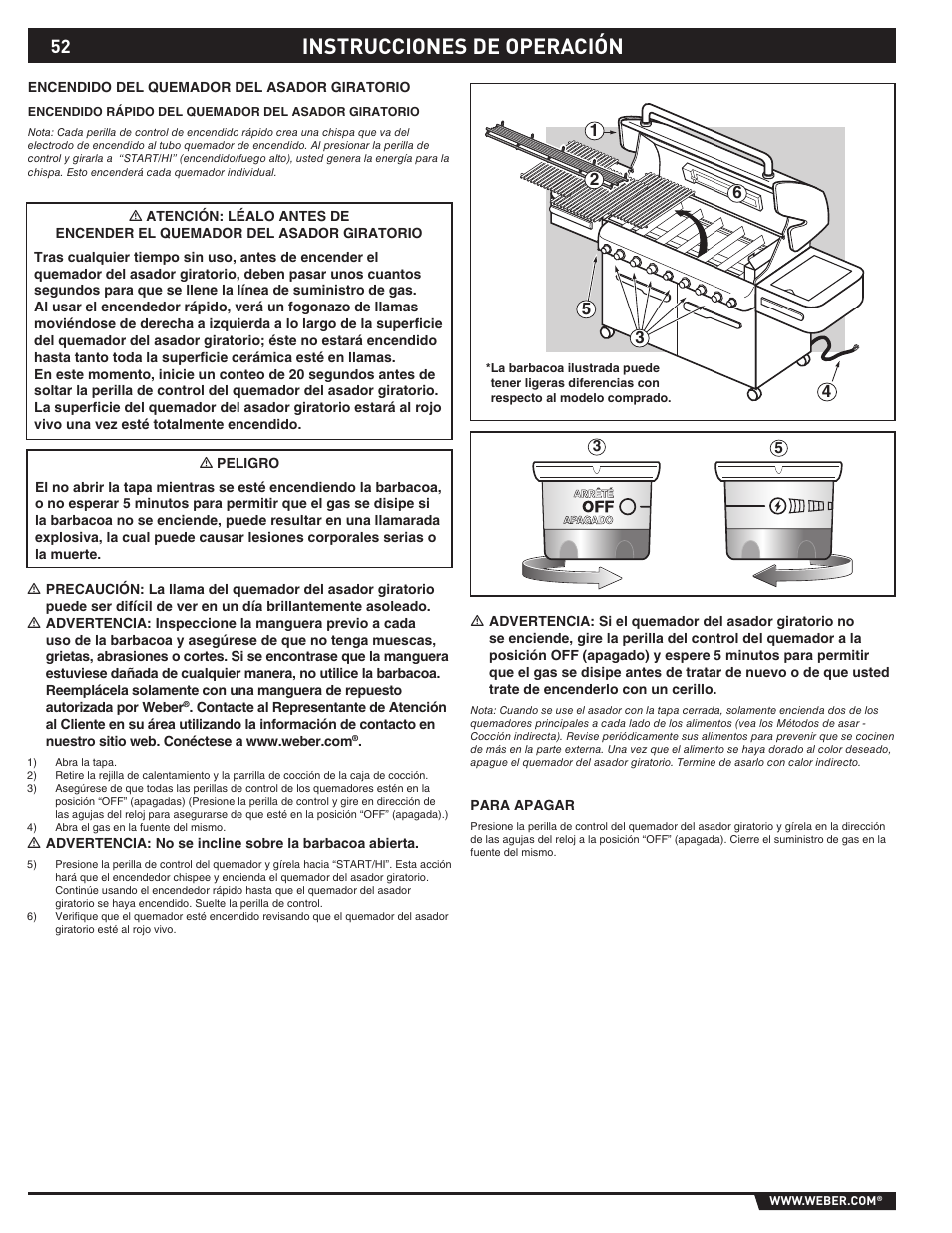 Instrucciones de operación | weber 89374 User Manual | Page 52 / 88