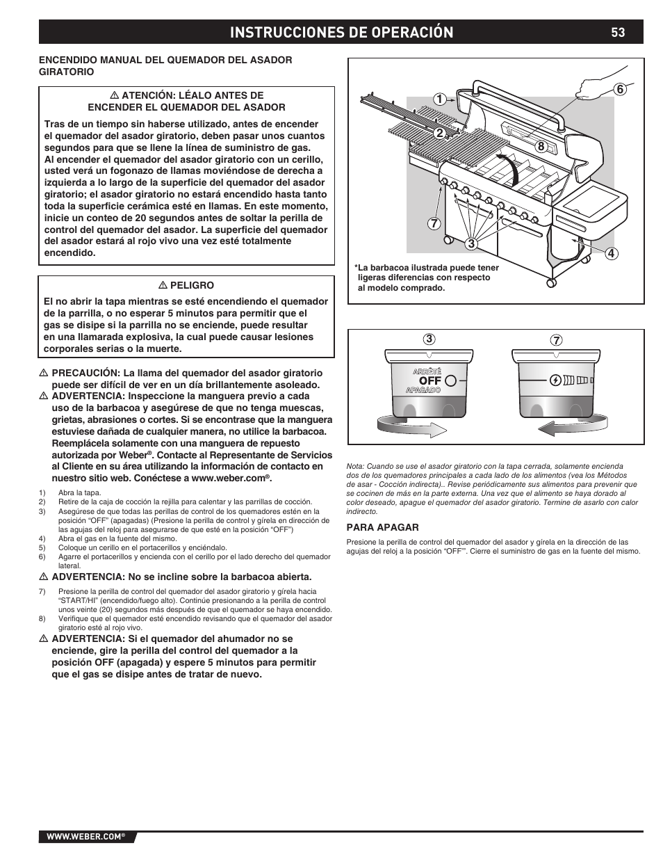 Instrucciones de operación | weber 89374 User Manual | Page 53 / 88