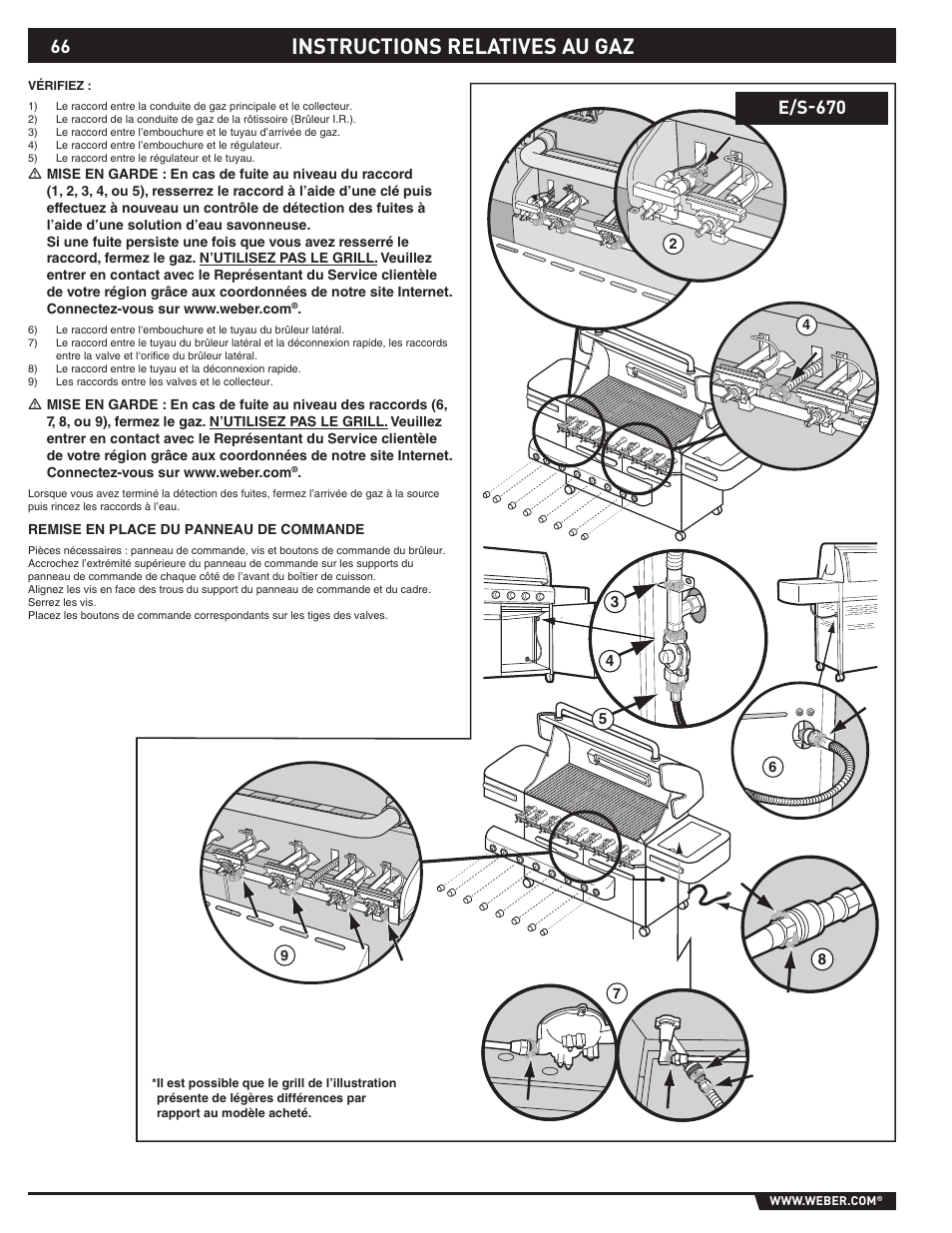 Instructions relatives au gaz, E/s-670 | weber 89374 User Manual | Page 66 / 88