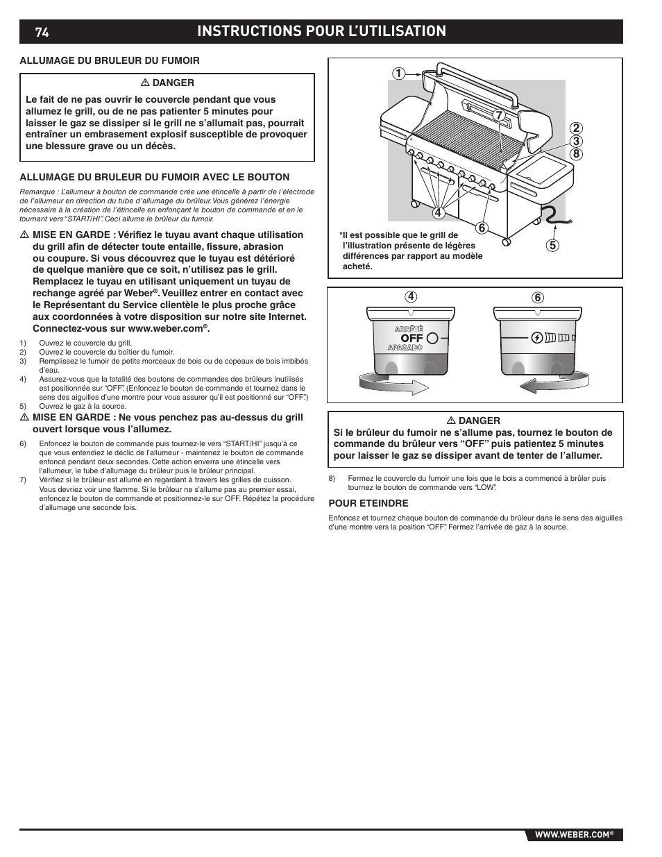 Instructions pour l’utilisation | weber 89374 User Manual | Page 74 / 88