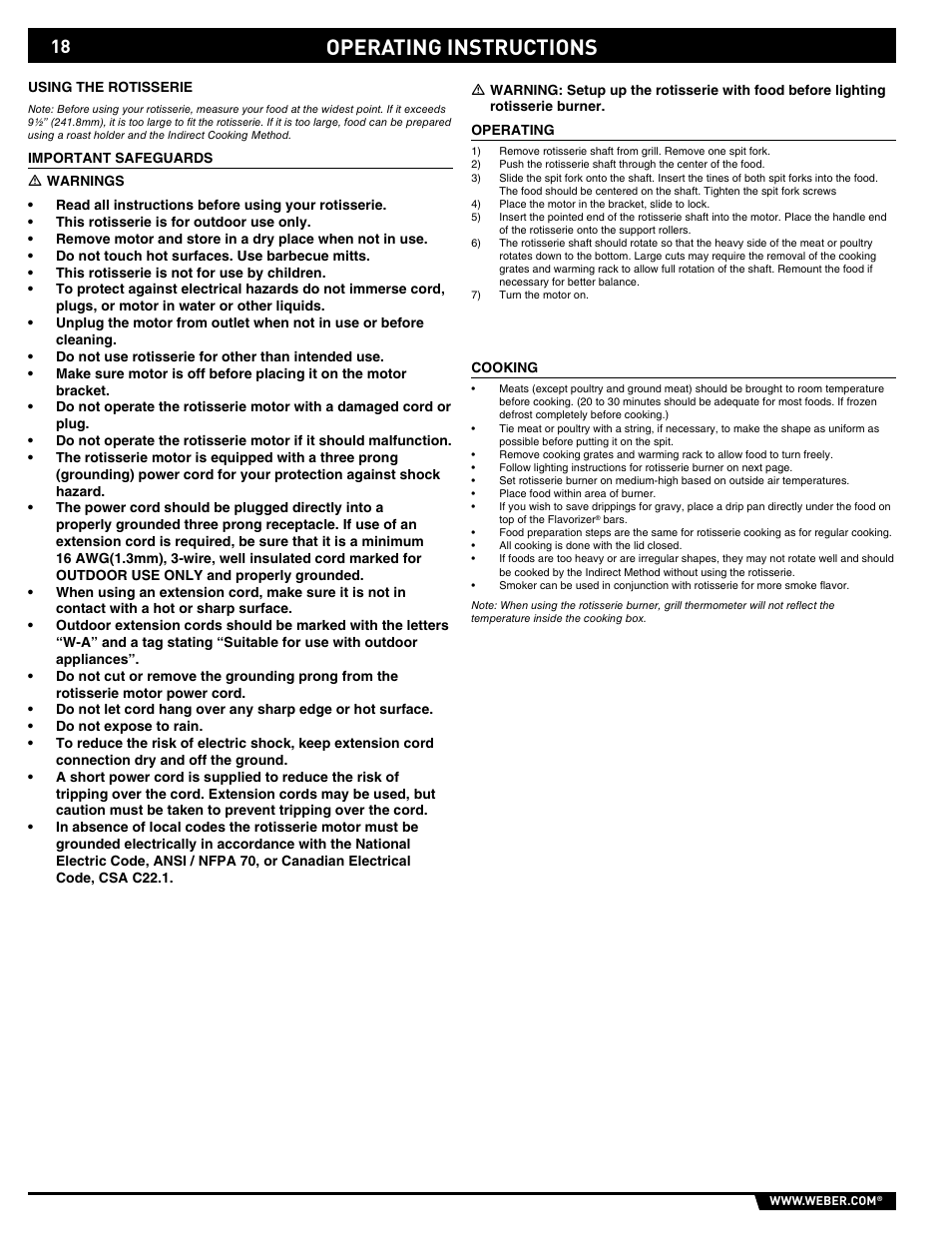 Operating instructions | weber 43154 User Manual | Page 18 / 28