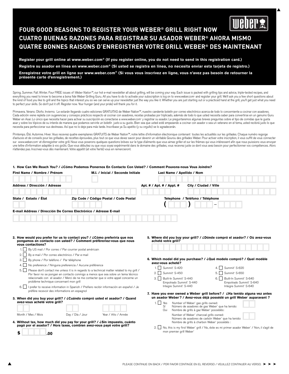 Four good reasons to register your weber, Des maintenant | weber 43154 User Manual | Page 27 / 28