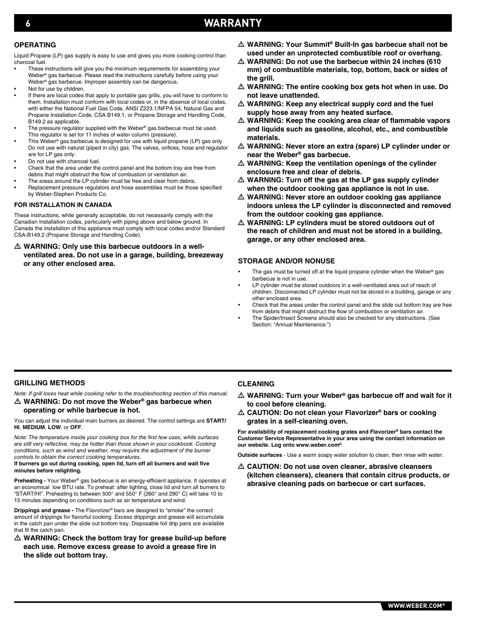 Warranty | weber 43154 User Manual | Page 6 / 28