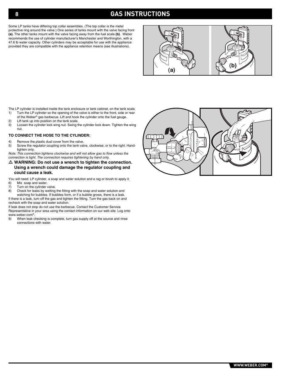 Gas instructions | weber 43154 User Manual | Page 8 / 28