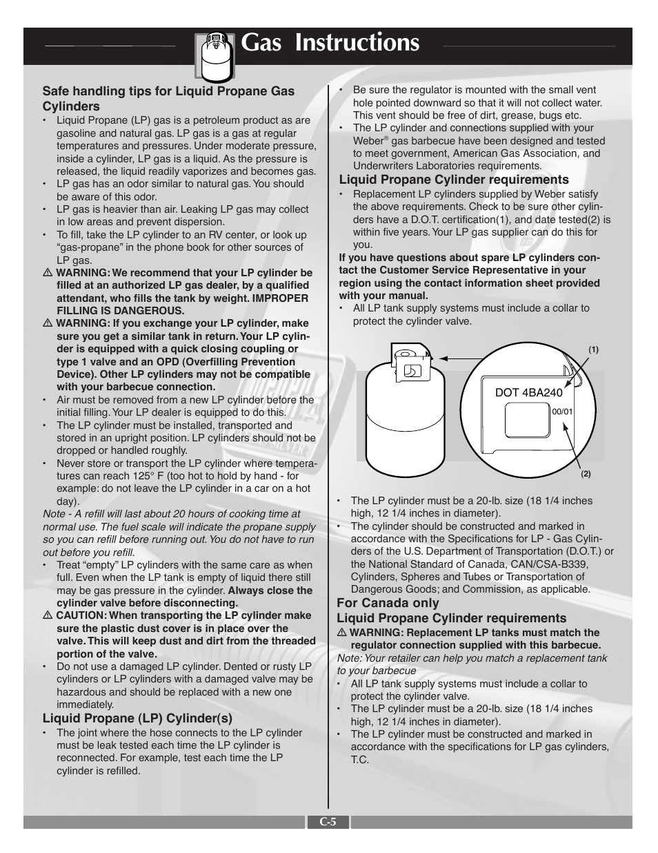 Gas instructions | weber 55570 User Manual | Page 24 / 31