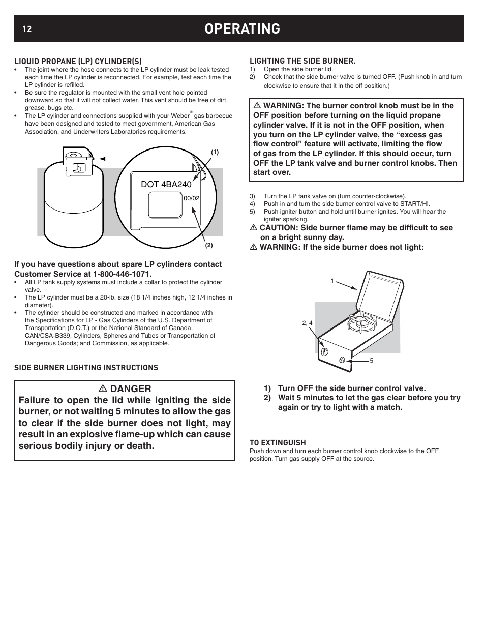 Operating | weber 42376 User Manual | Page 12 / 16