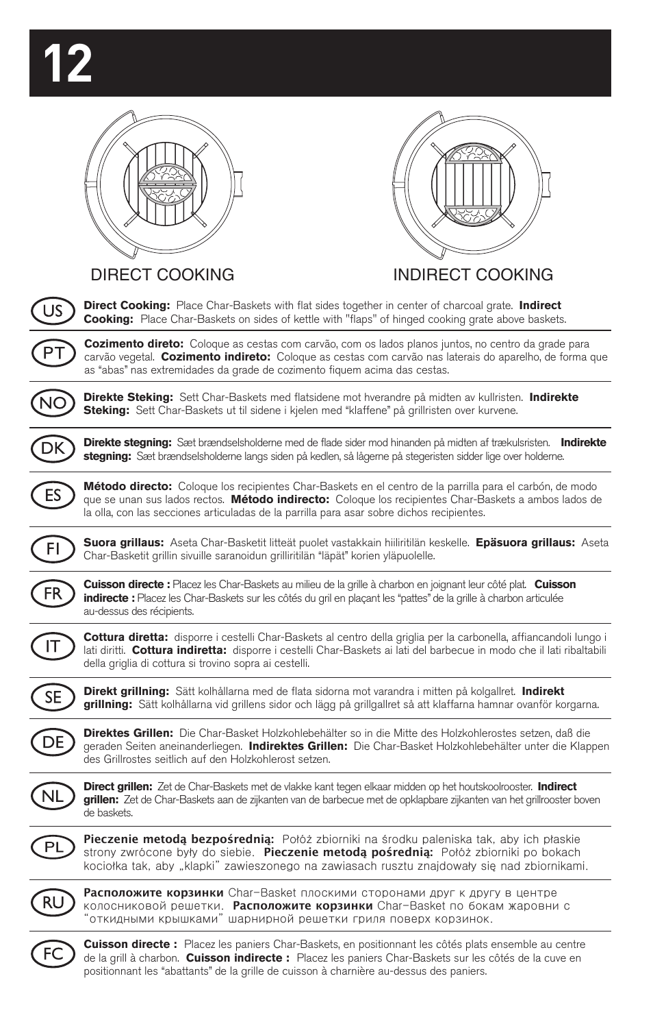 Direct cooking indirect cooking | weber 18 1/2-inch One-Touch Platinum 30793 User Manual | Page 12 / 20