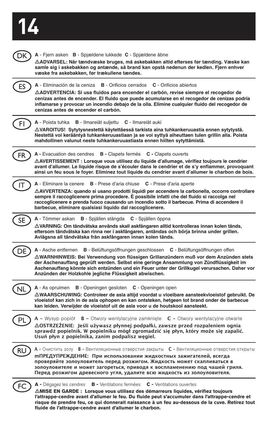 weber 18 1/2-inch One-Touch Platinum 30793 User Manual | Page 14 / 20