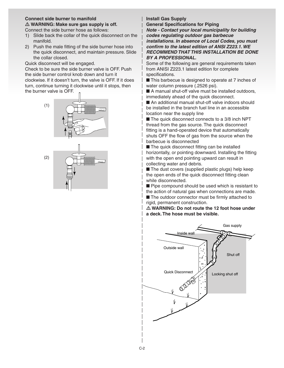 Connect side burner to manifold, Install gas supply | weber 55024 User Manual | Page 14 / 26