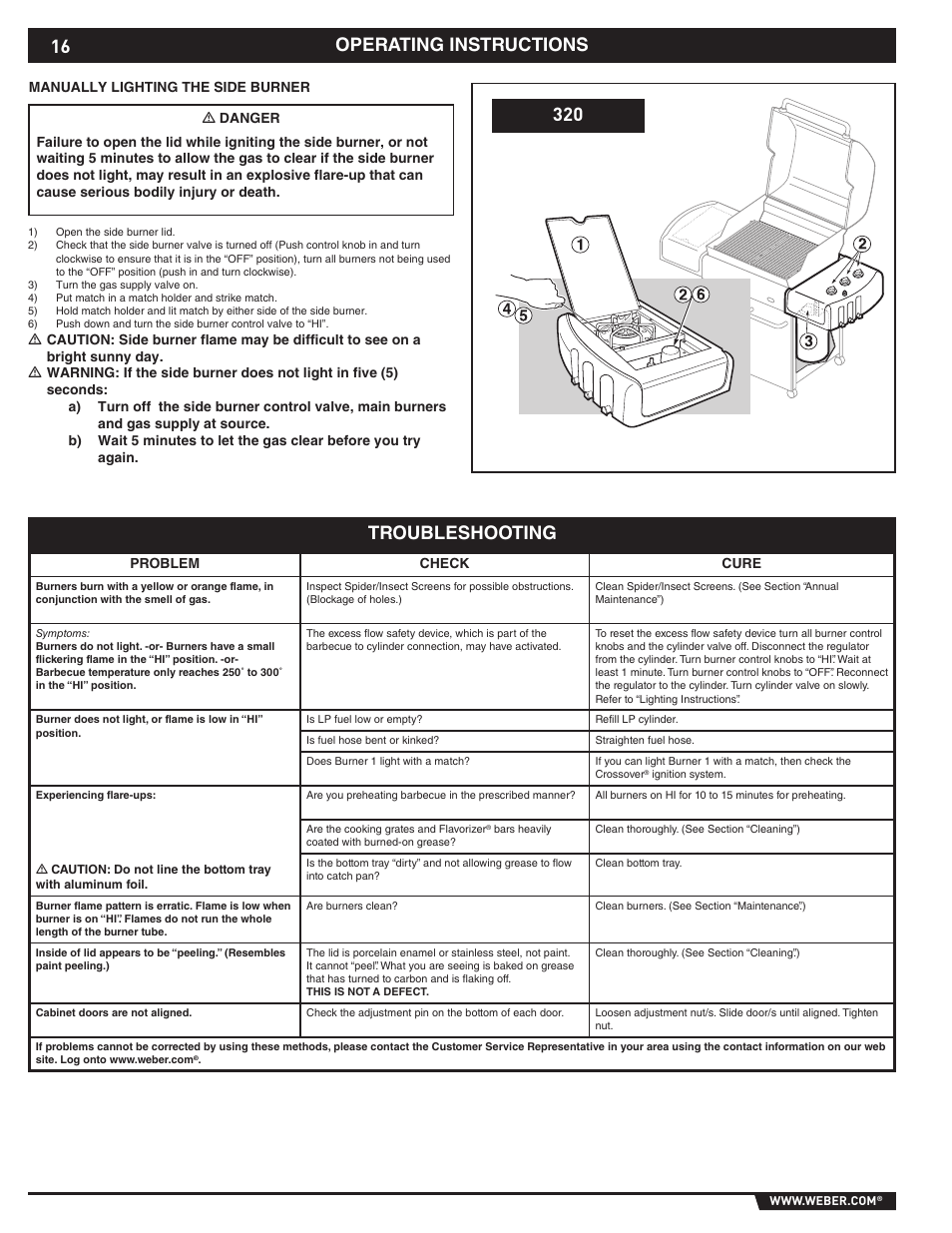 Operating instructions troubleshooting | weber E/S-310 User Manual | Page 16 / 56