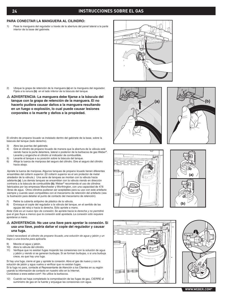 Gas instructions, Instrucciones sobre el gas | weber E/S-310 User Manual | Page 24 / 56