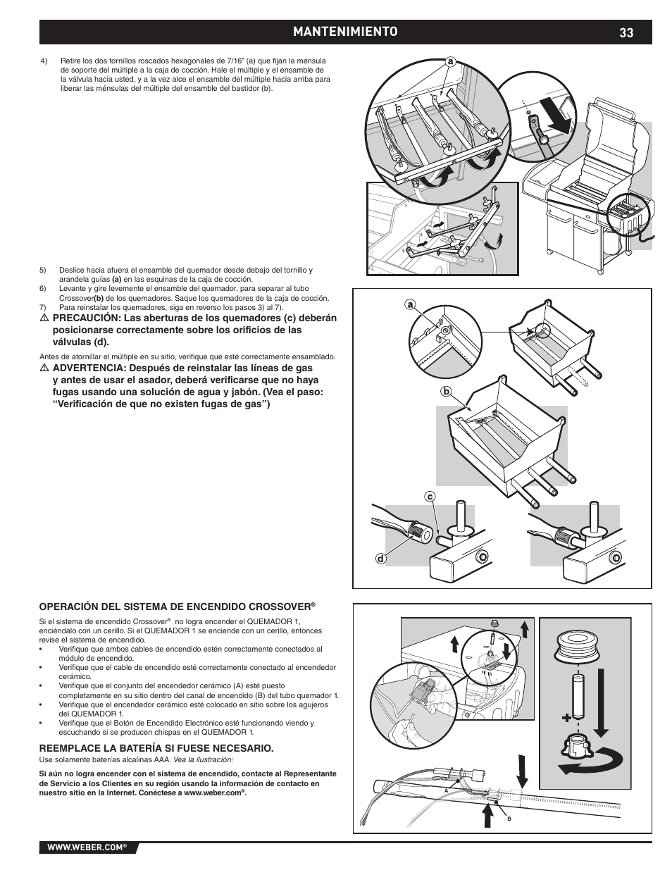 Maintenance, Mantenimiento | weber E/S-310 User Manual | Page 33 / 56