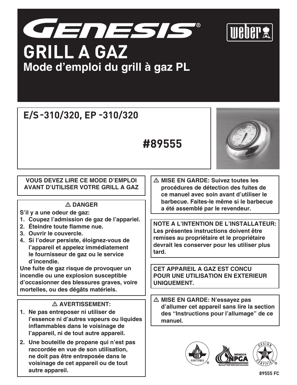 Grill a gaz, Mode d’emploi du grill à gaz pl | weber E/S-310 User Manual | Page 34 / 56