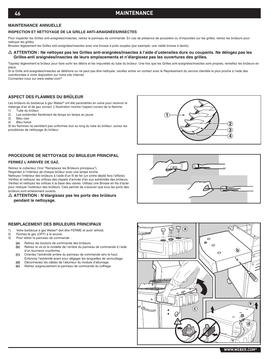 Maintenance, Ab c d e | weber E/S-310 User Manual | Page 46 / 56