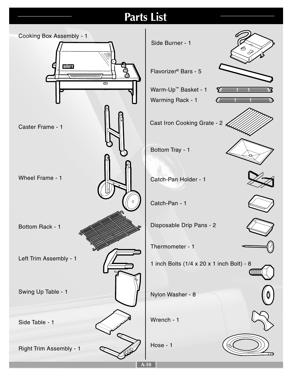 Parts list | weber Silver C User Manual | Page 10 / 31
