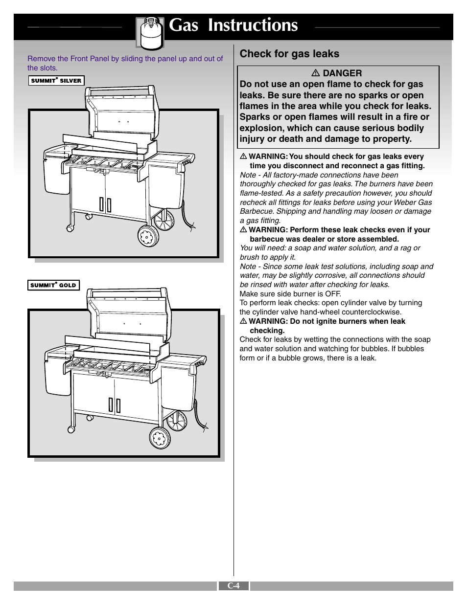 Gas instructions | weber 42090 User Manual | Page 33 / 47