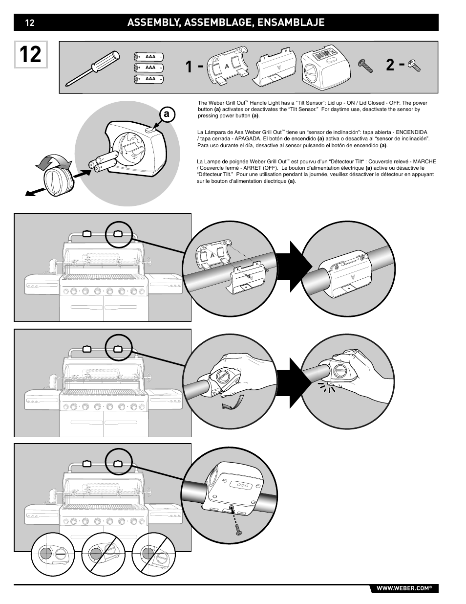 Assembly, assemblage, ensamblaje | weber S-620/650 User Manual | Page 12 / 76