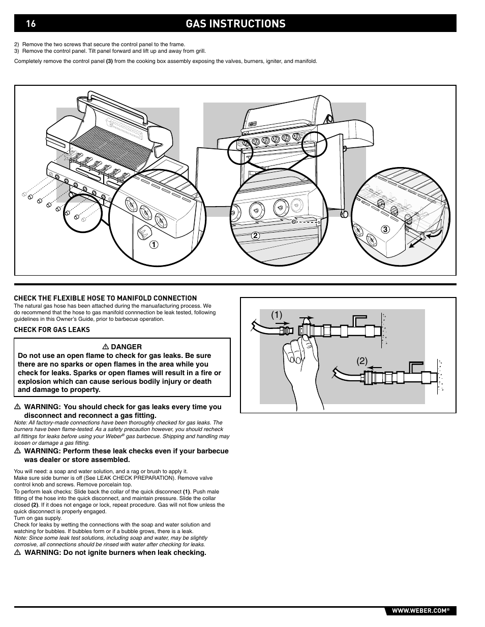 Gas instructions | weber S-620/650 User Manual | Page 16 / 76