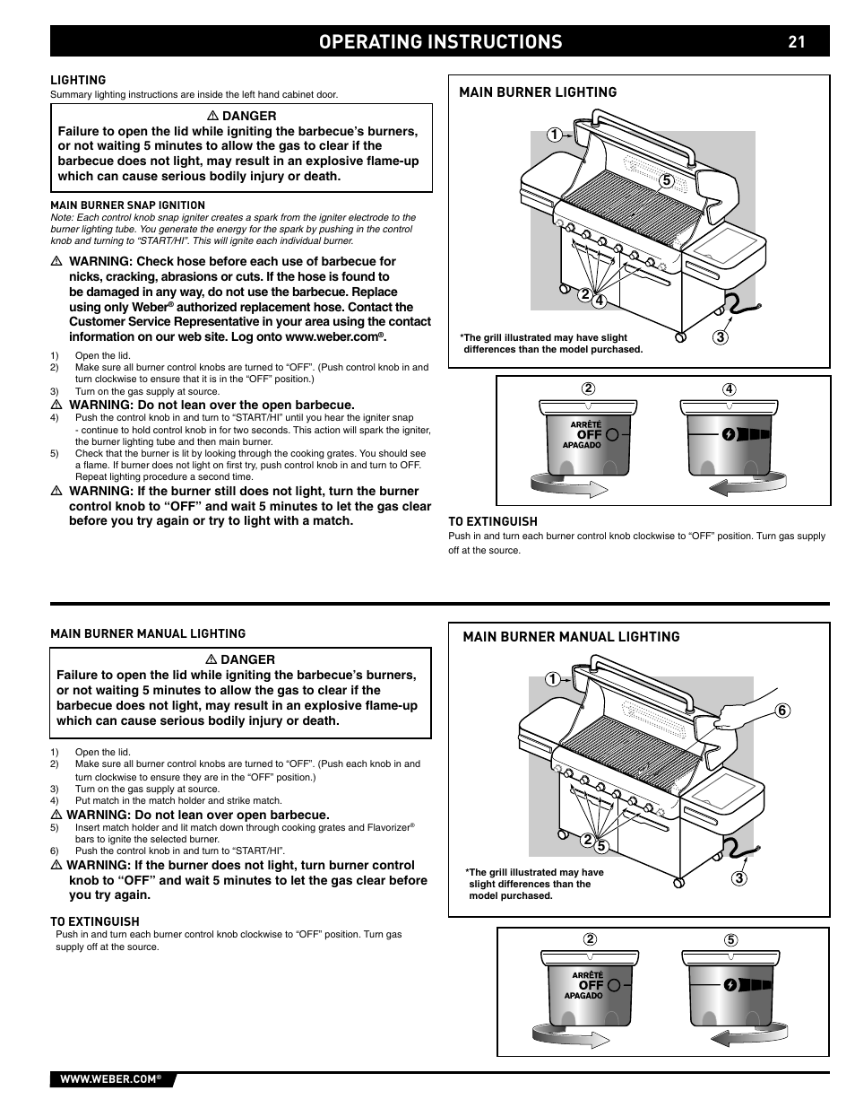 Operating instructions | weber S-620/650 User Manual | Page 21 / 76