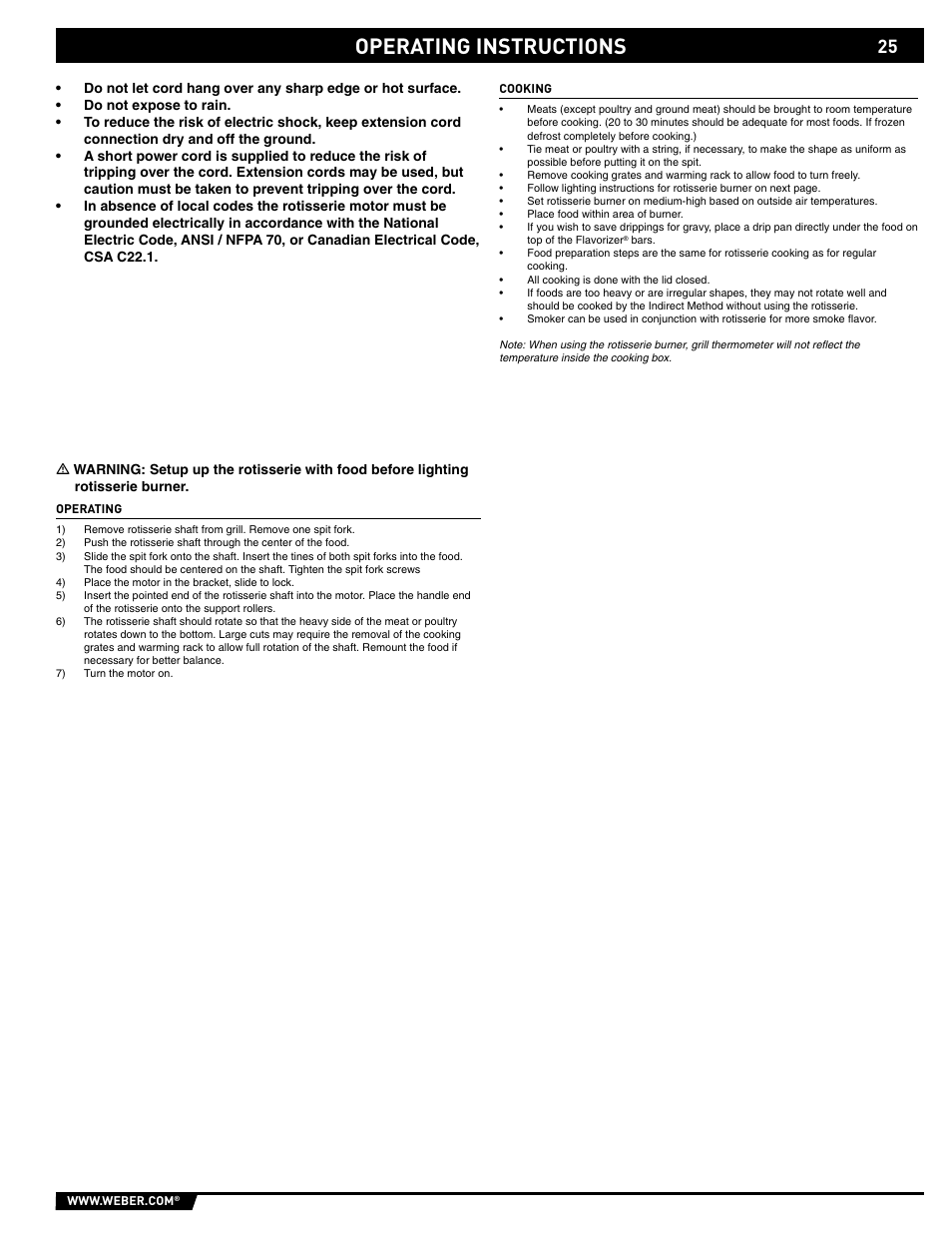 Operating instructions | weber S-620/650 User Manual | Page 25 / 76