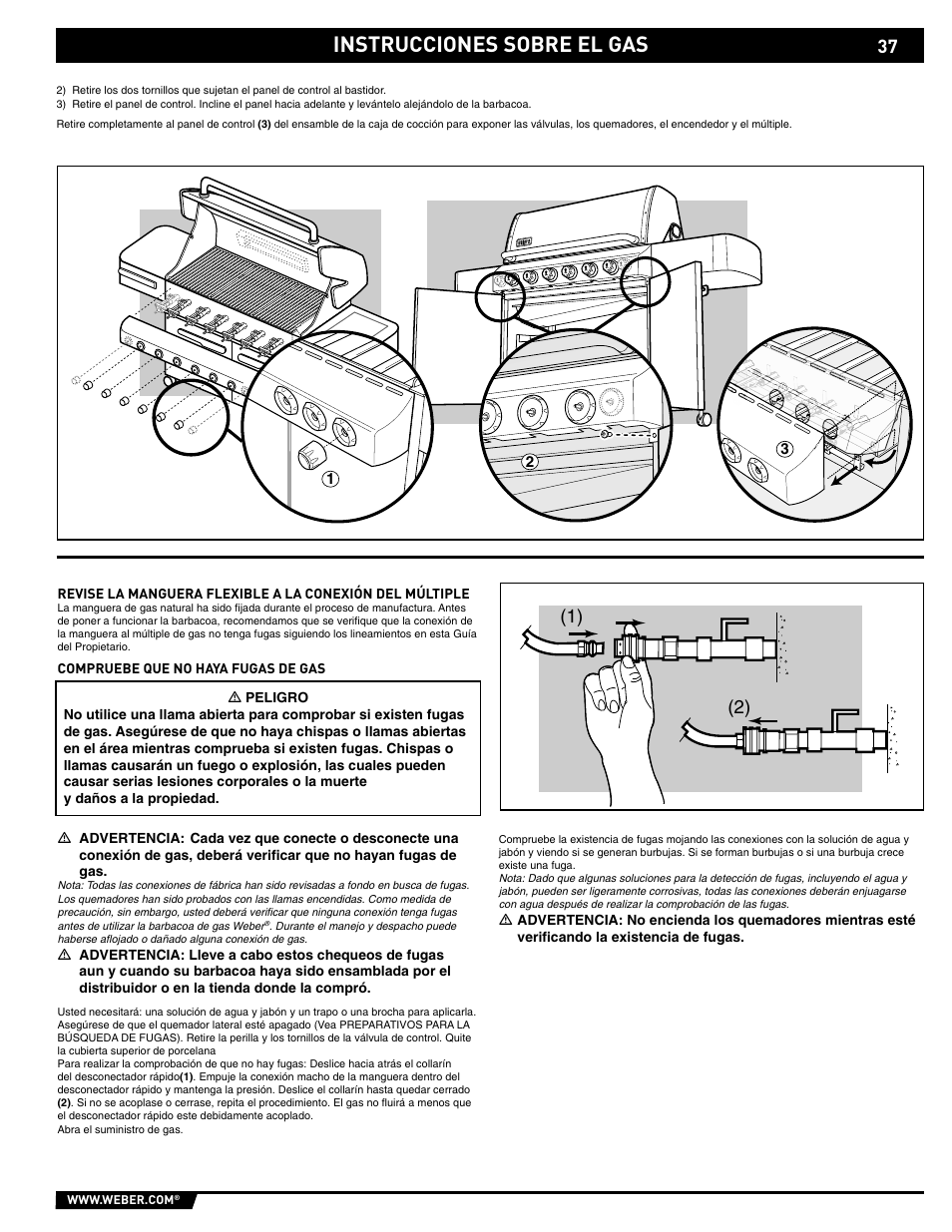 Instrucciones sobre el gas | weber S-620/650 User Manual | Page 37 / 76