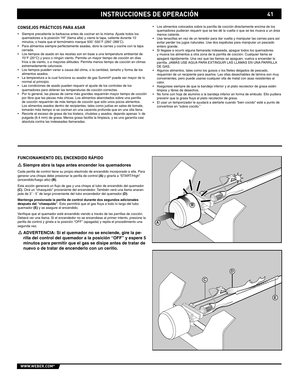 Instrucciones de operación | weber S-620/650 User Manual | Page 41 / 76