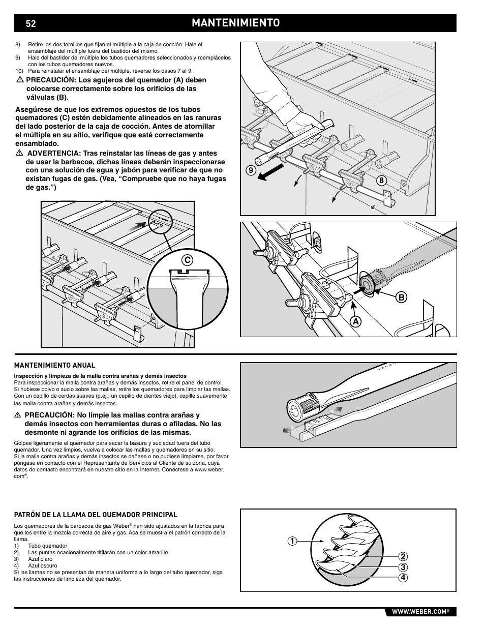 Mantenimiento, Ba c | weber S-620/650 User Manual | Page 52 / 76