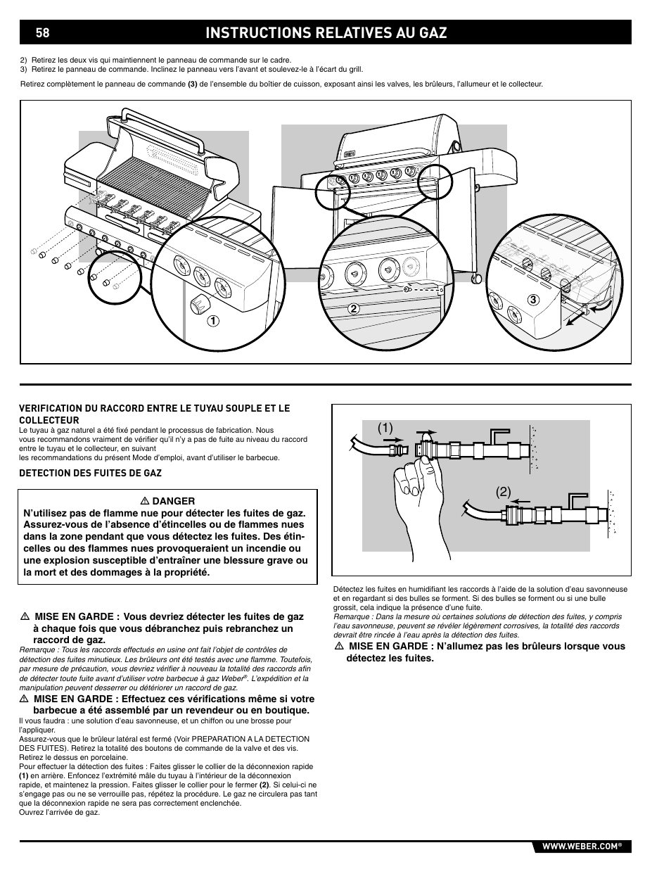 Instructions relatives au gaz | weber S-620/650 User Manual | Page 58 / 76