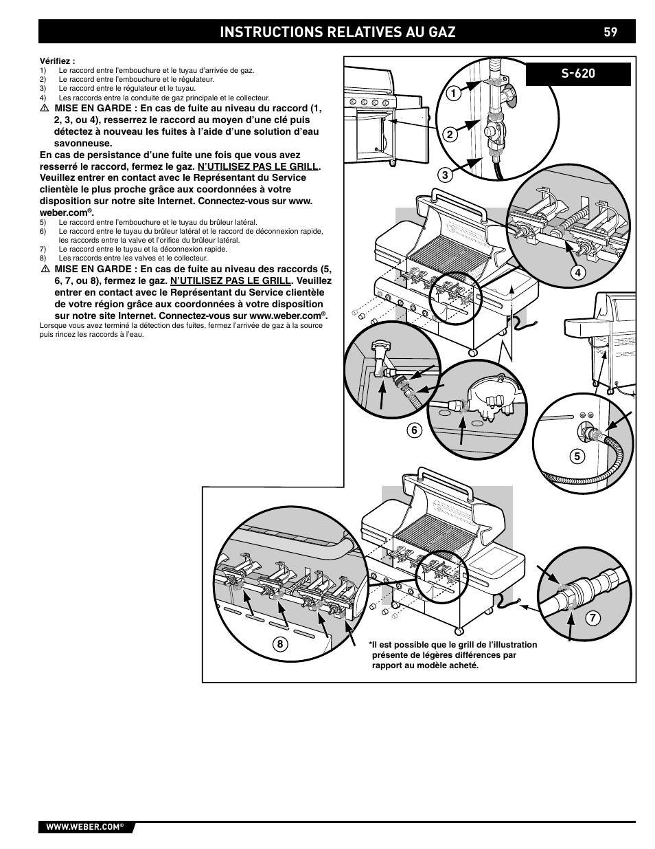 Instructions relatives au gaz, S-620 | weber S-620/650 User Manual | Page 59 / 76