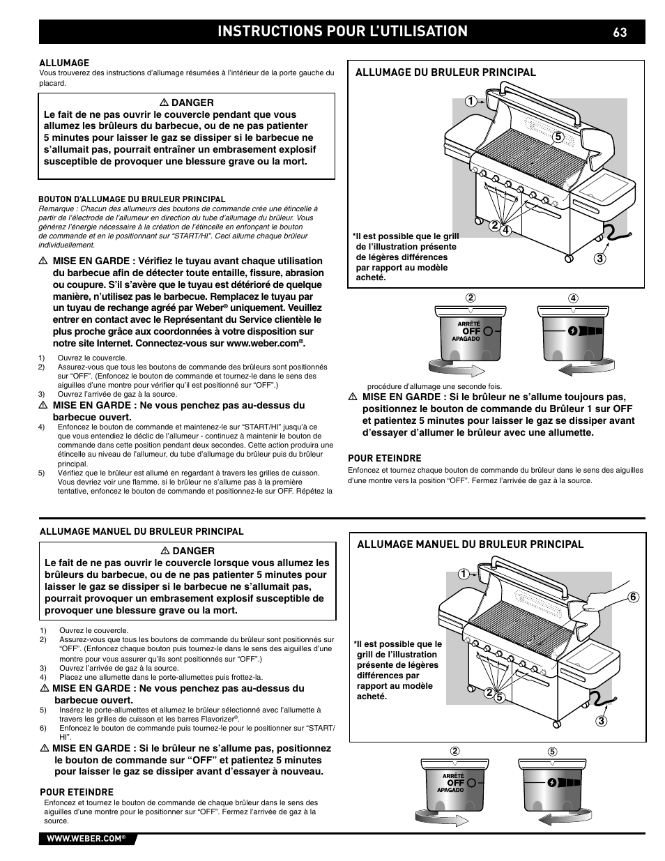 Instructions pour l’utilisation | weber S-620/650 User Manual | Page 63 / 76