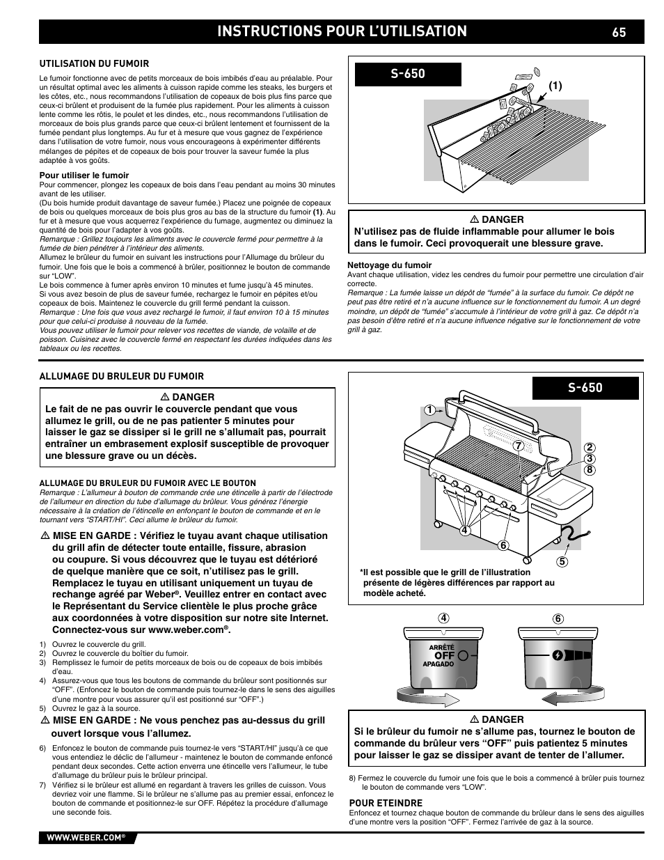 Instructions pour l’utilisation, S-650 | weber S-620/650 User Manual | Page 65 / 76