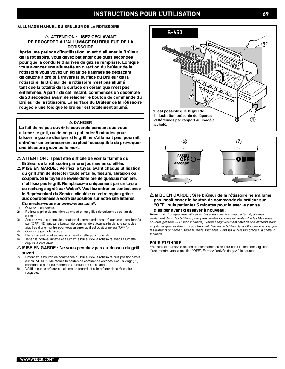 Instructions pour l’utilisation, S-650 | weber S-620/650 User Manual | Page 69 / 76