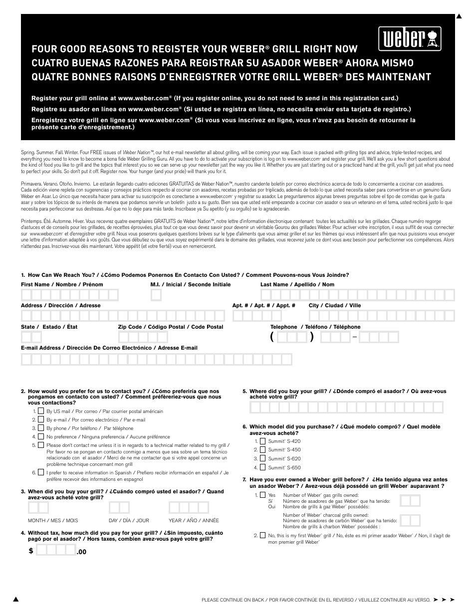 Four good reasons to register your weber, Des maintenant | weber S-620/650 User Manual | Page 75 / 76