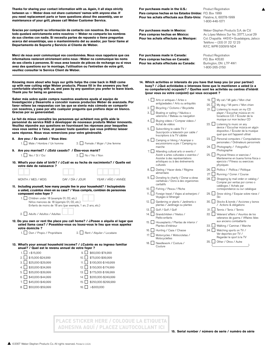 weber S-620/650 User Manual | Page 76 / 76