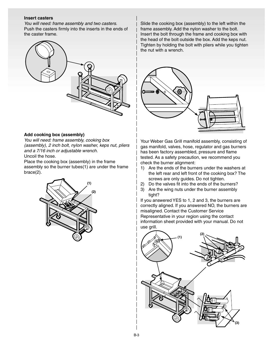 Insert casters, Add cooking box (assembly) | weber Genesis 55009 User Manual | Page 13 / 38