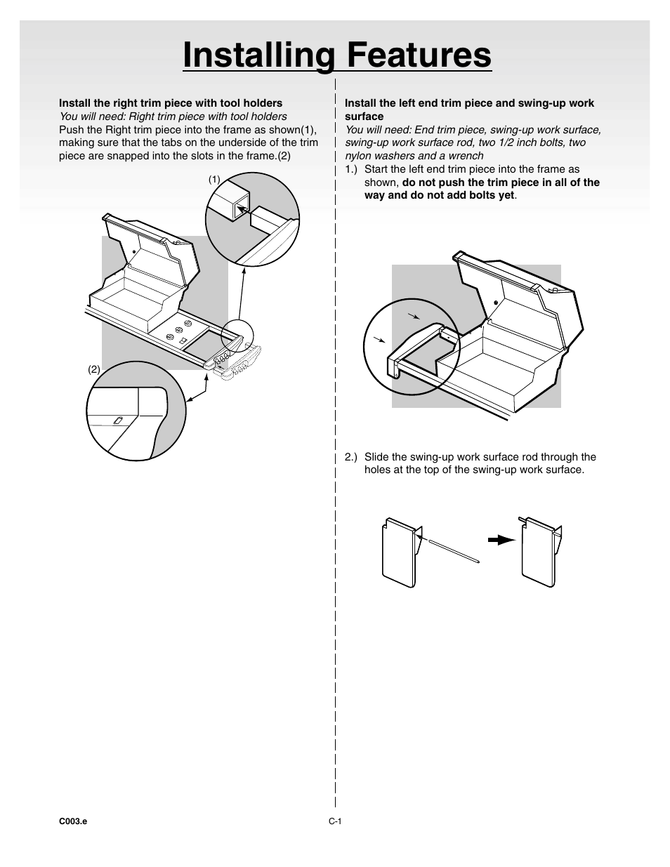Installing features, Install the right trim piece with tool holders | weber Genesis 55009 User Manual | Page 17 / 38