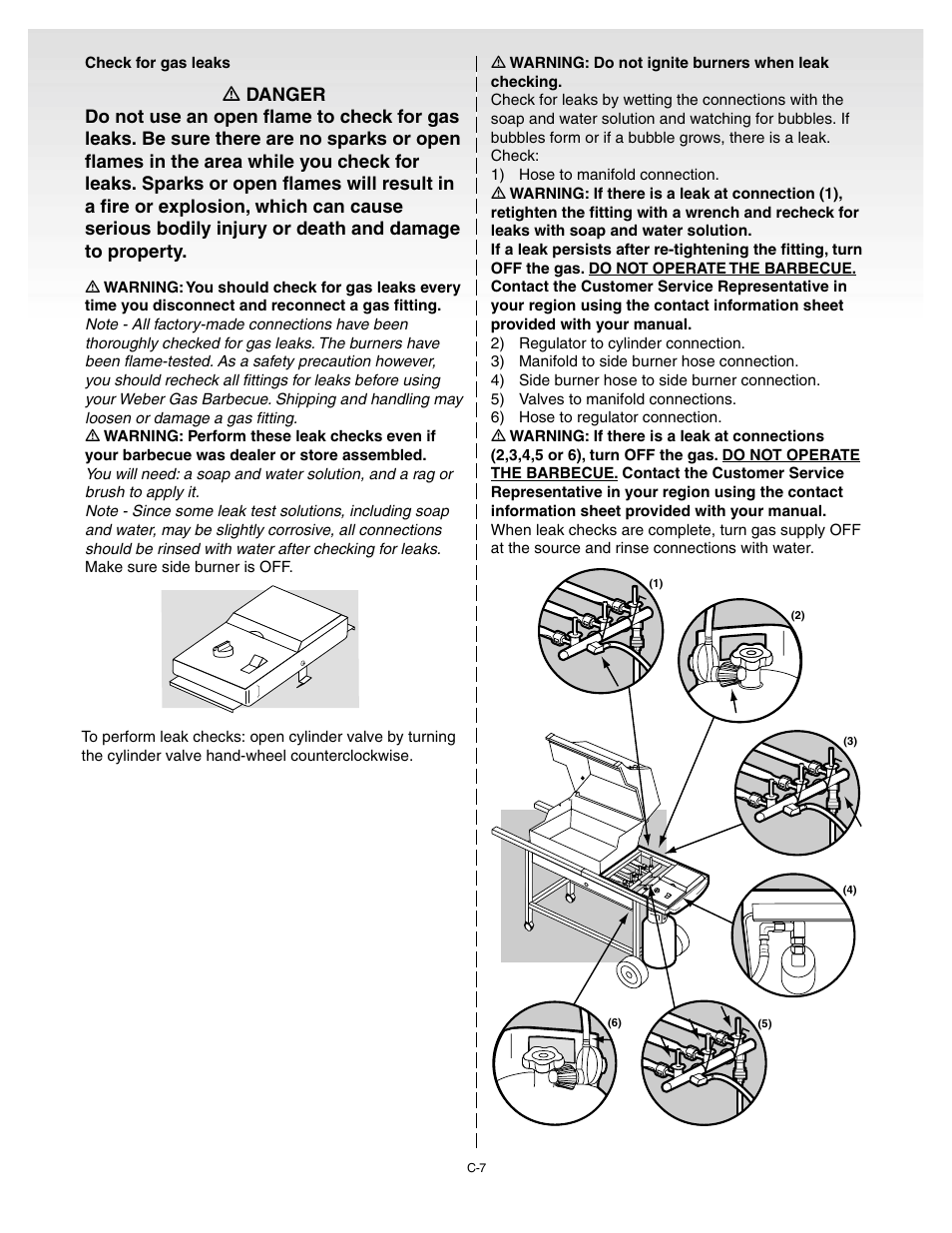 Check for gas leaks | weber Genesis 55009 User Manual | Page 23 / 38