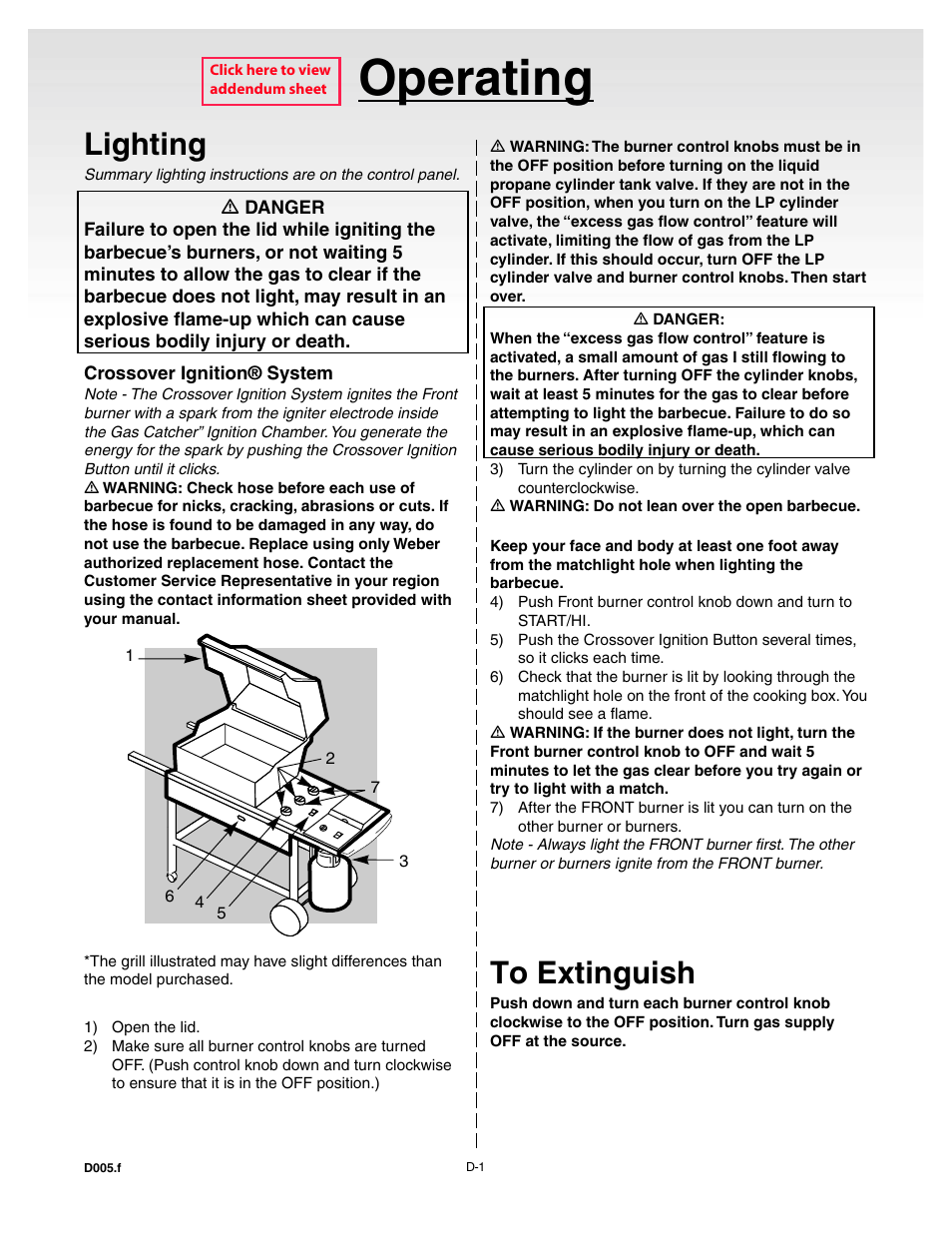 Operating, Lighting, To extinguish | weber Genesis 55009 User Manual | Page 24 / 38