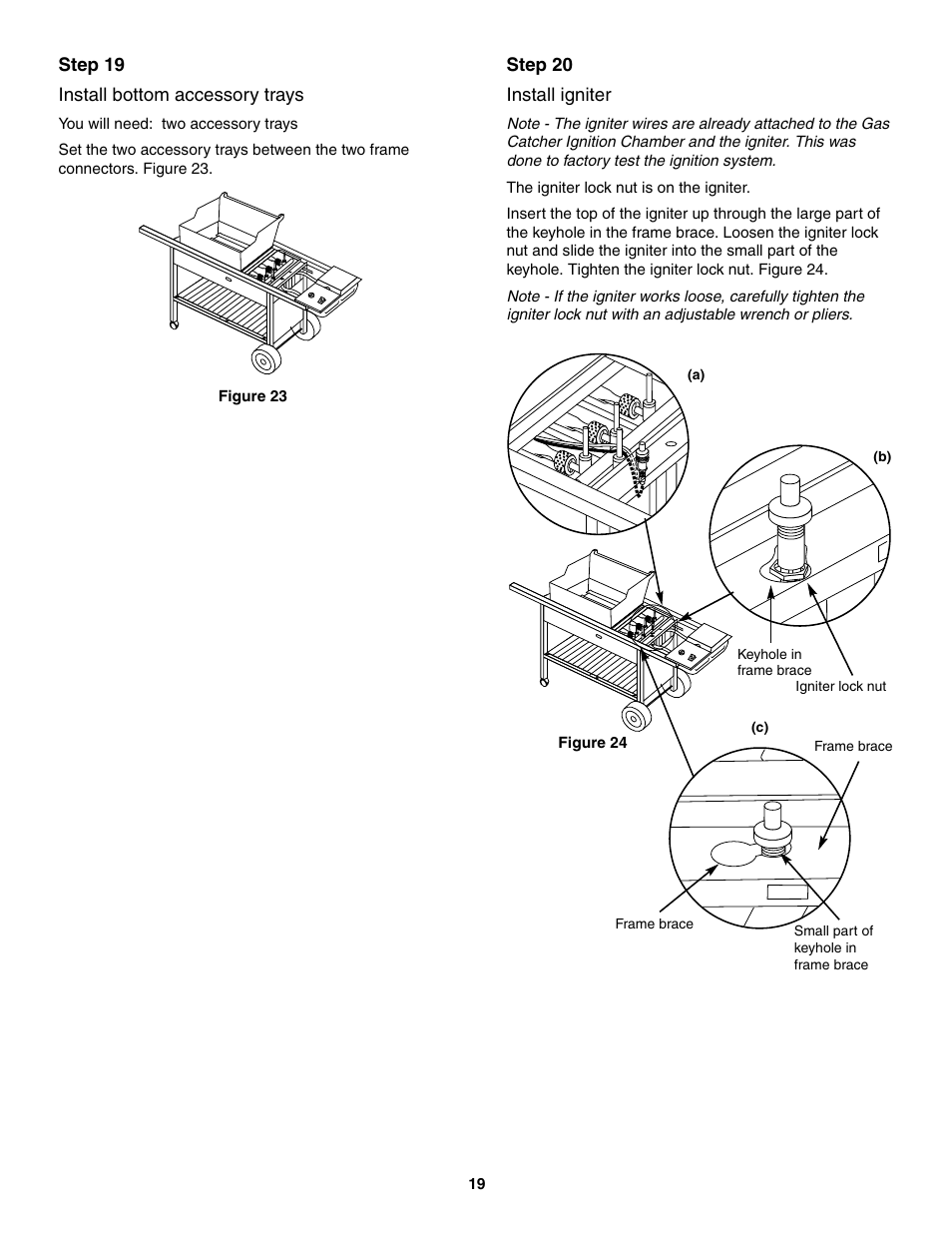 Install bottom accessory trays, Install igniter | weber 5000 User Manual | Page 19 / 44