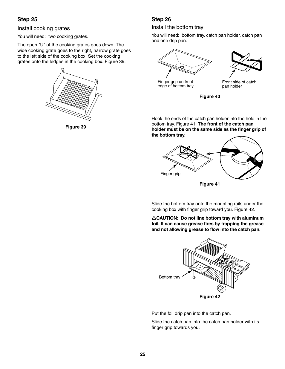Install cooking grates, Install the bottom tray | weber 5000 User Manual | Page 25 / 44