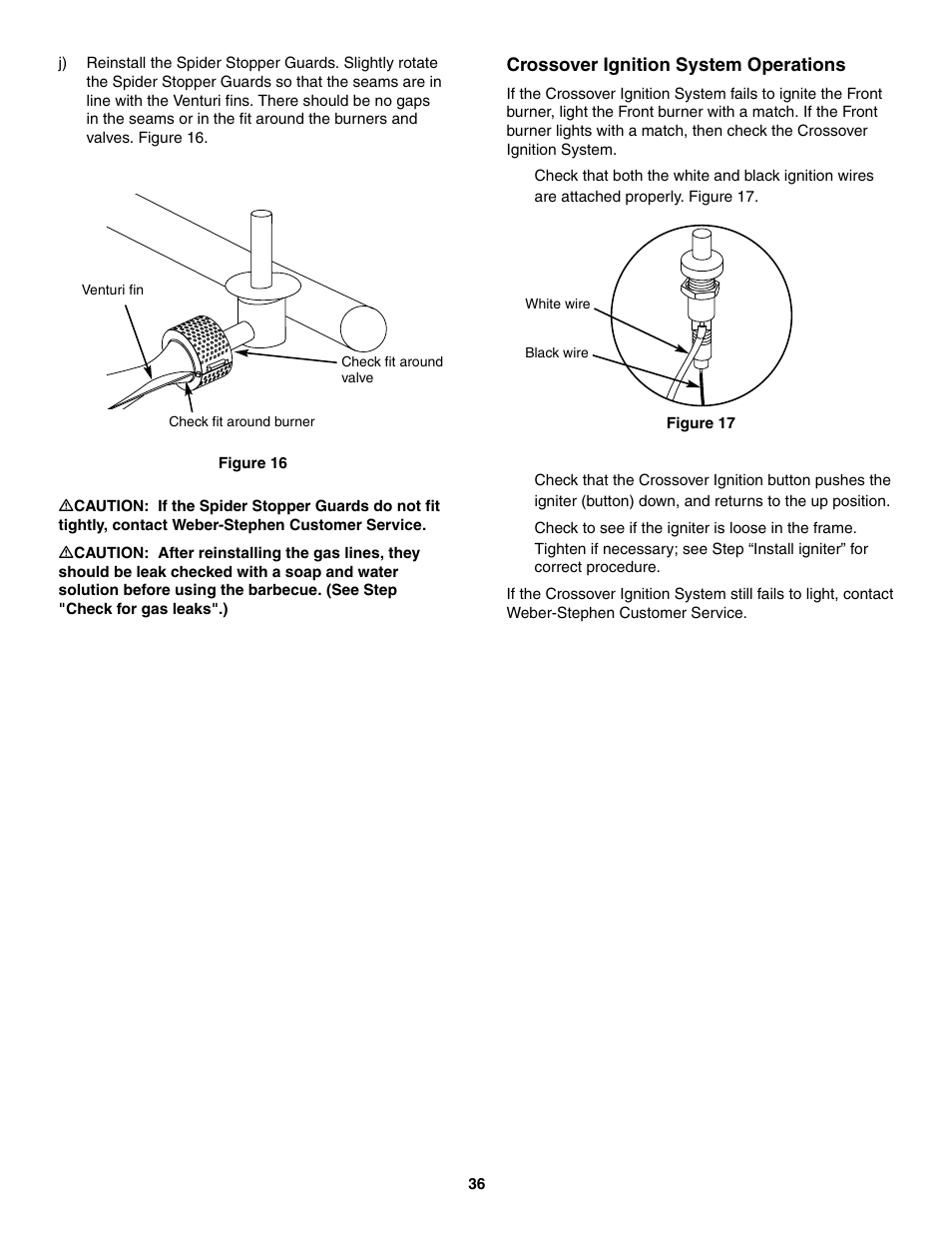 Crossover ignition system operations | weber 5000 User Manual | Page 36 / 44