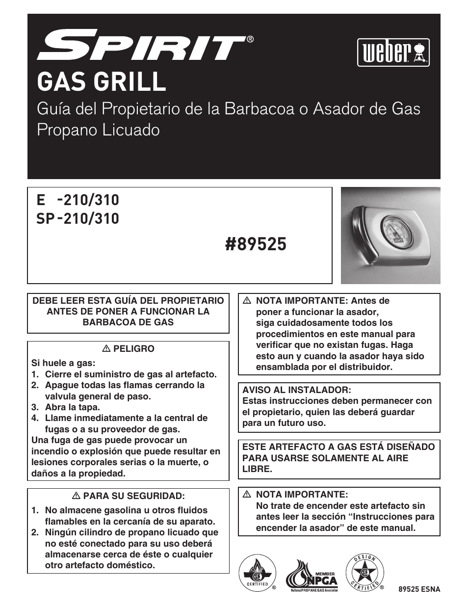 Gas grill | weber SP - 310 User Manual | Page 15 / 40