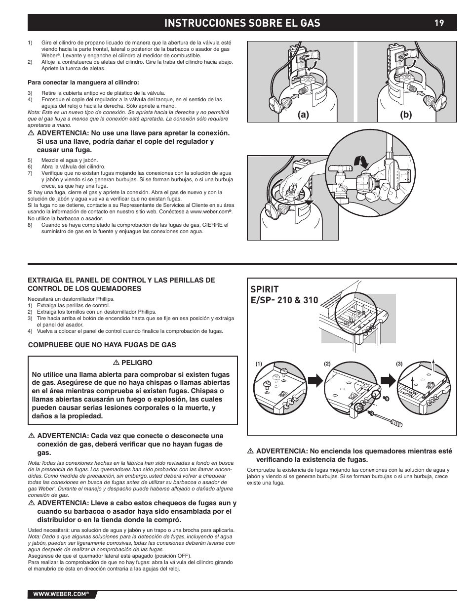Instrucciones sobre el gas | weber SP - 310 User Manual | Page 19 / 40